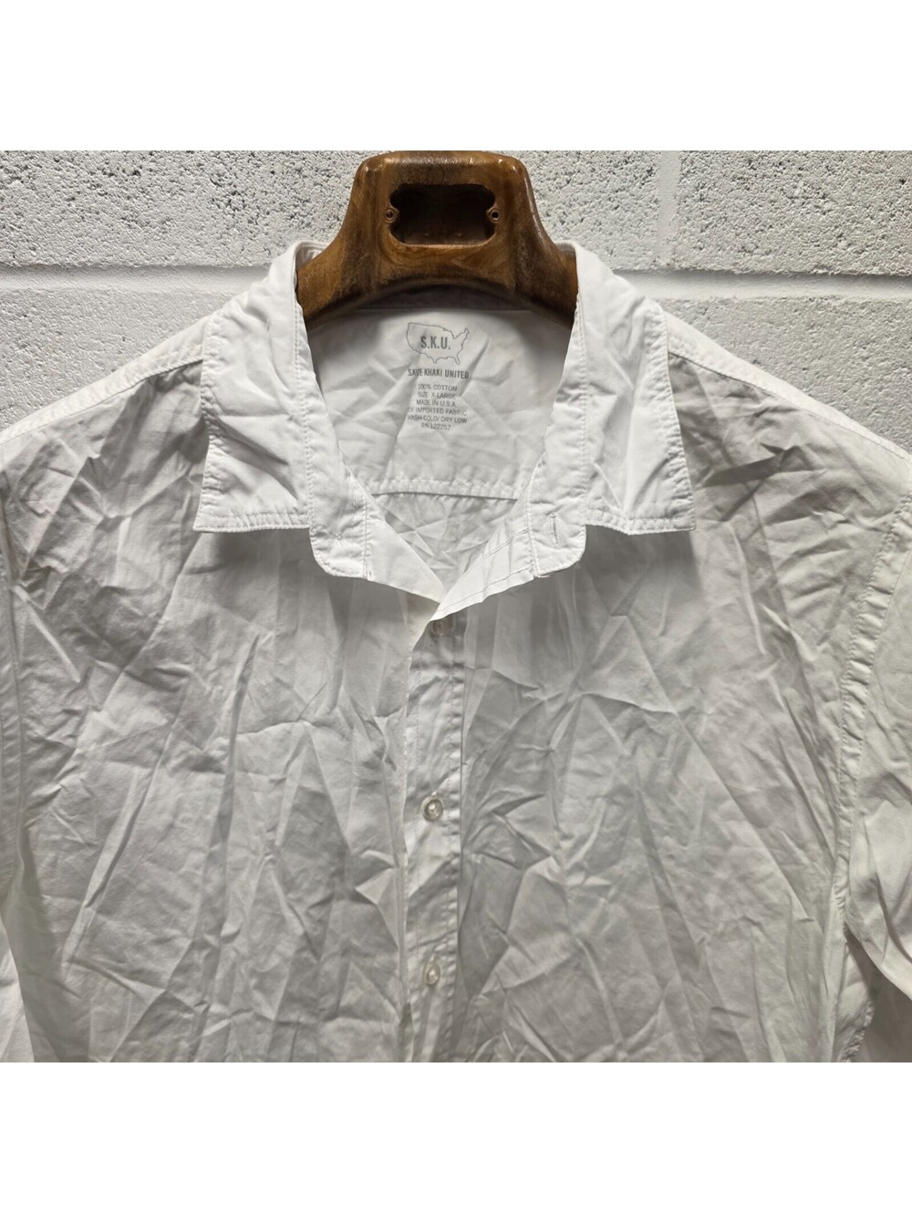 Save Khaki United SKU Cotton Shirt USA Made Size XL Button Down White 23x31
